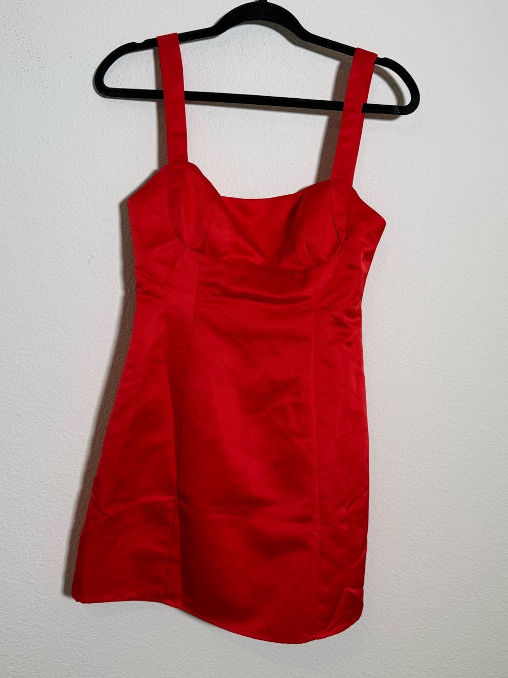 More To Come Satin Mini Dress XS Coquette Holiday Date Night Bodycon Bow Back